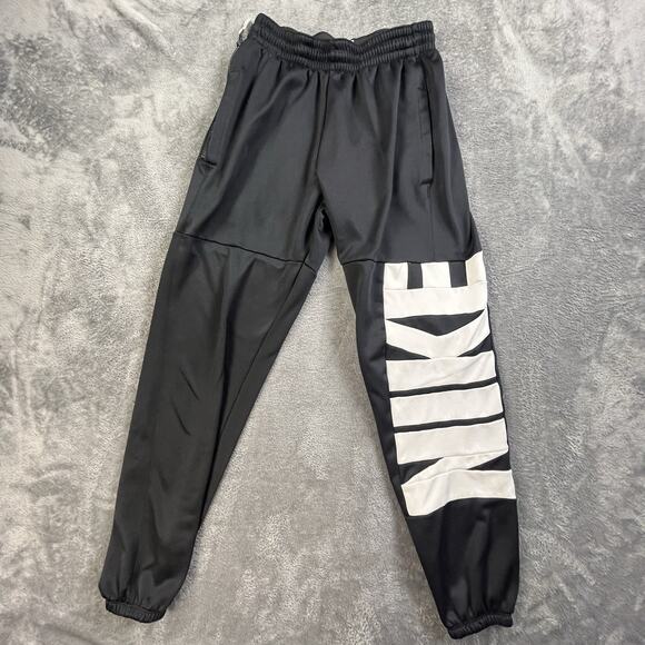 Nike Sportswear Jogger Pants Mens Small Giant Spellout Black Therma Fit Tapered
